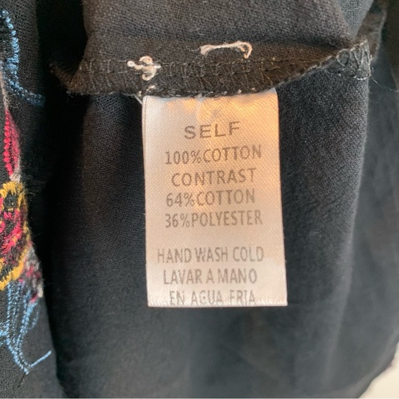 Savanna Jane 2X Black Tunic Top Embroidered Floral Handkerchief Hem Lagenlook - Picture 7 of 8